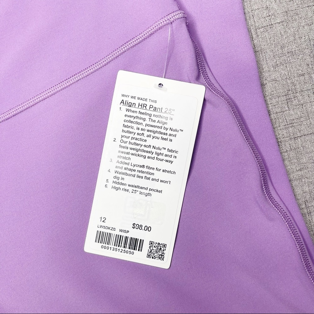 Lululemon Align High Rise Pant Leggings Wisteria Purple Size 12 NWT - Picture 10 of 12